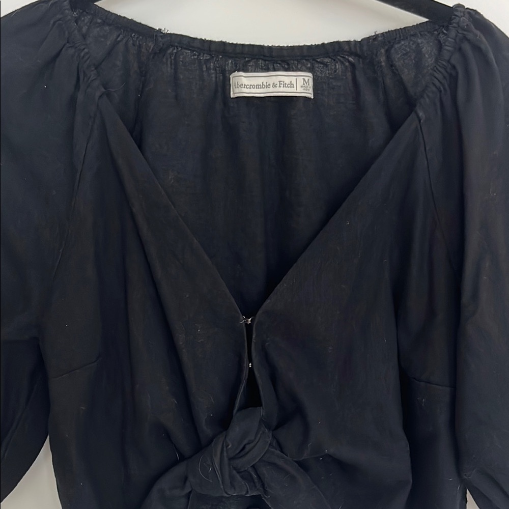 Abercrombie & Fitch Black Women's Crop Tie Top
